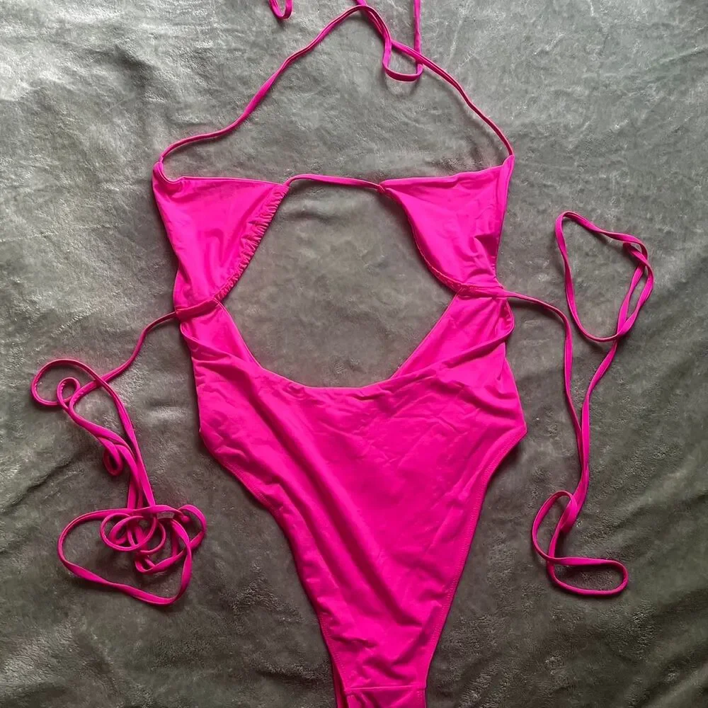Frankies-bikinis Women's Pink Swimsuit-one-piece